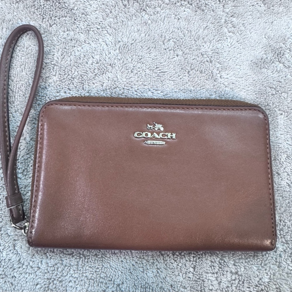Coach Brown Leather Wristlet